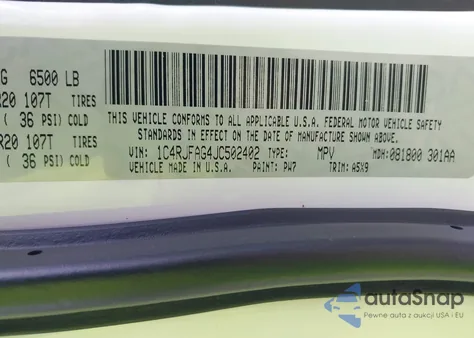 2018 Jeep Grand Cherokee Upland 4X4 из США, поврежденный, VIN 1C4RJFAG4JC502402